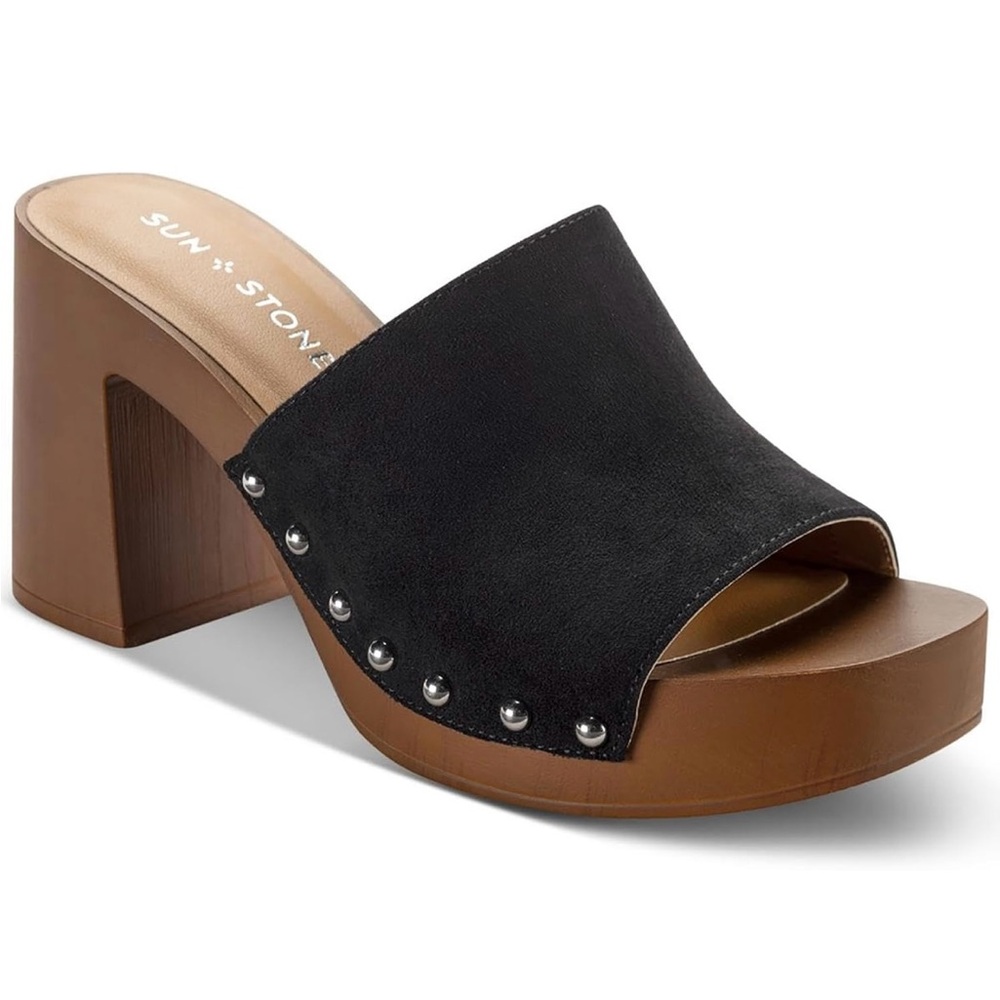 Sun + Stone Women's Black Slide Sandals